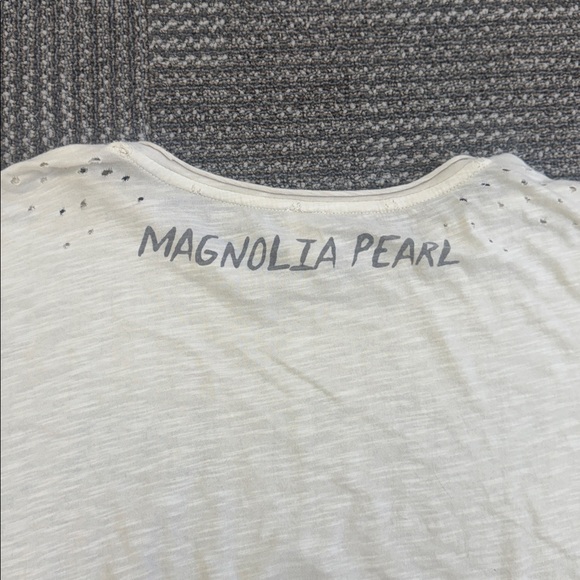 Magnolia Pearl “You Just Love” Cream Boyfriend Distressed Tee, One Size - Picture 9 of 9